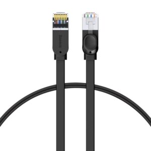 Baseus Cat 6 UTP Ethernet RJ45 Cable Flat 1m black - Sort - 1 meter